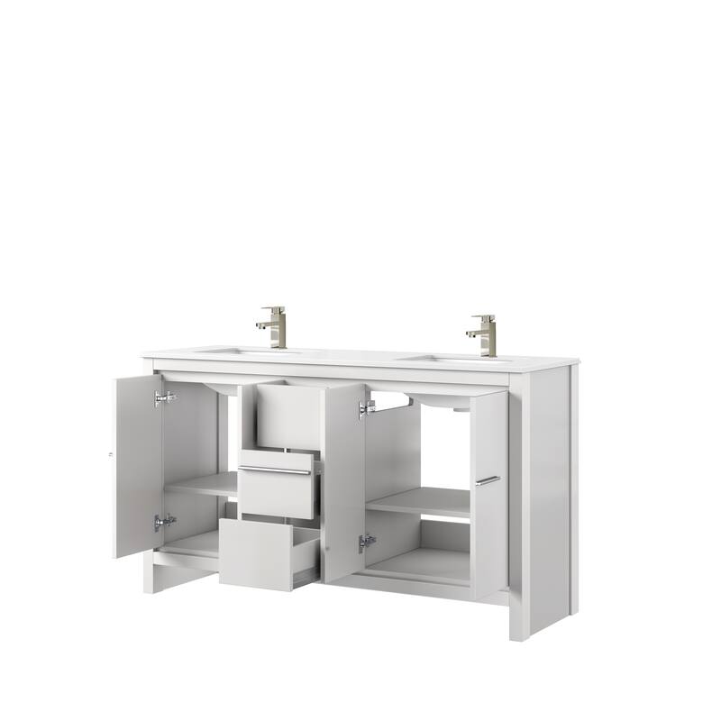 Lafarre Bath Vanity Quartz Top, Sink and Brushed Nickel Faucet