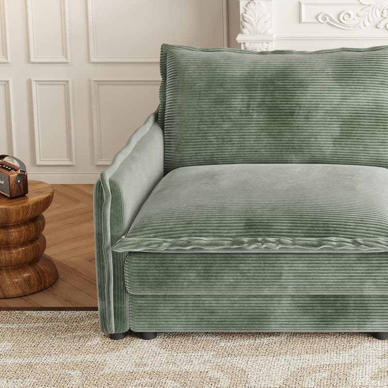 Convertible Sleeper Sofa Bed 109" Oversized Modular Sectional Sofa Deep Seat Corduroy Cloud Couch with 3 Ottomans