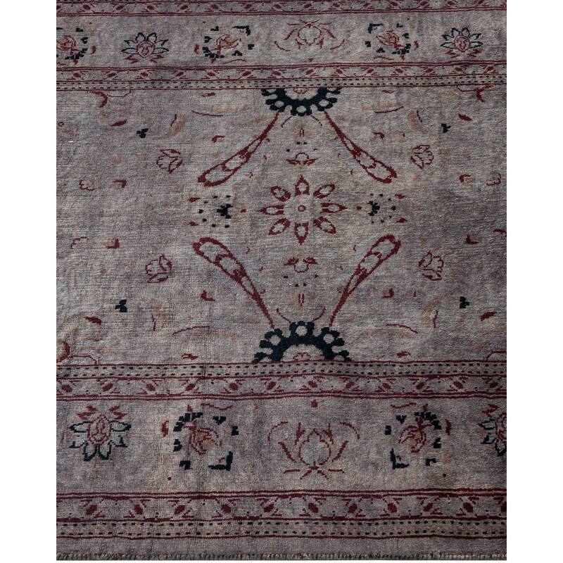 Overton Hand Knotted Wool Vintage Inspired Modern Contemporary Overdyed Gray Runner Rug - 2' 6" x 11' 6"