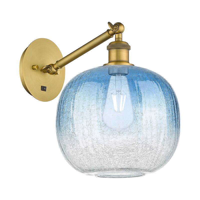 Innovations Lighting 317-1W-12-11 Brookhaven Sphere Sconce Brookhaven - Brushed Brass / Sapphire Blue
