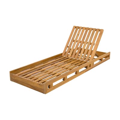 Roomfitters Adjustable Acacia Wood Lounge Chair, Outdoor Recliner for Pool or Garden, Teak Finish