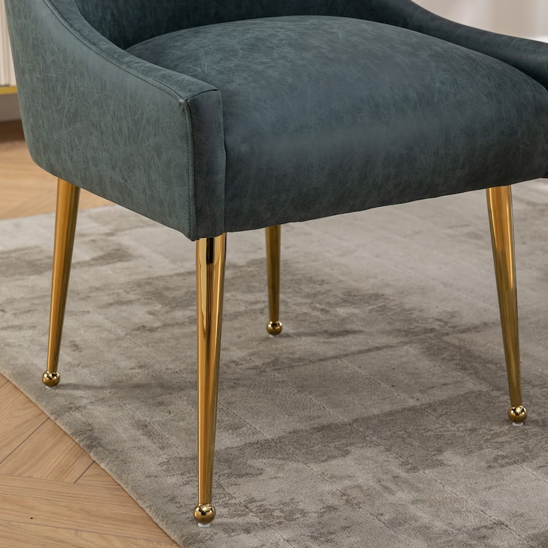 SEYNAR Modern Glam Boucle Pleated Velvet Dining Chair or Vanity Chair Set of 2 with Rear Handle