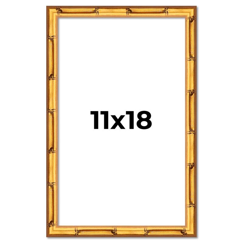 11x18 Frame Gold Bamboo Picture Frame Modern Photo Frame Includes UV Acrylic Shatter Guard Front Acid Free Foam Backing Board