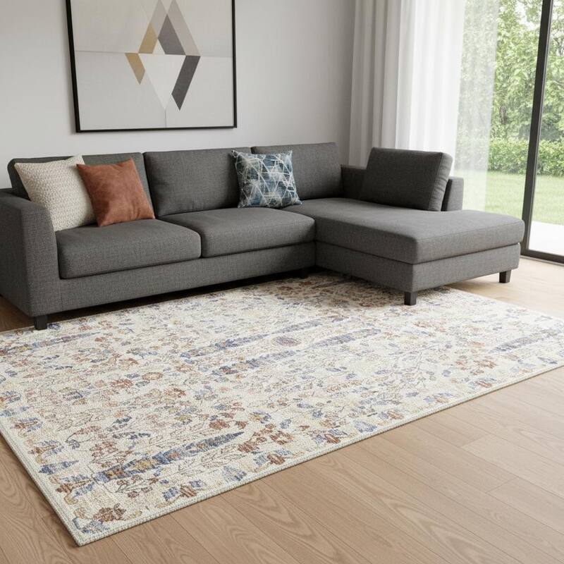 HomeRoots Floral Medallion Modern Rectangle Area Rug - 8' X 10'