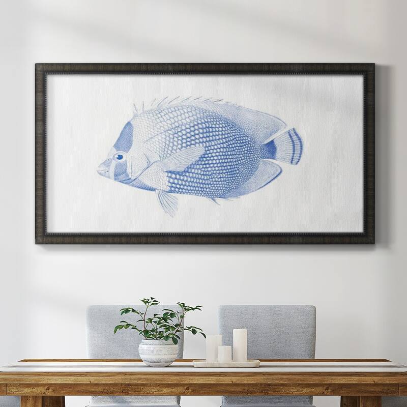 Blue & White Tropical Fish VI Premium Framed Canvas- Ready to Hang