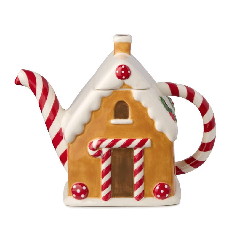 Certifed International Santa's Retro Christmas 3-D Gingerbread Teapot 36 oz. - 8.75 L x 4.75 W x 7