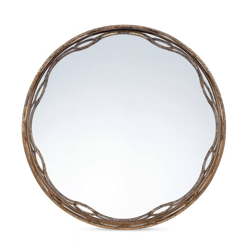 HomeRoots Set of Two Gold Round Ornate Framed Accent Mirrors - 19.50 in. x 19.50 in. x 3.50 in.