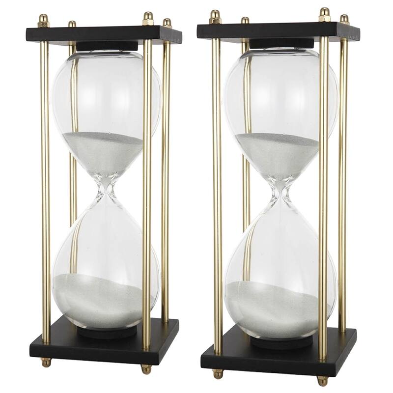 Set of 2, 4x4x9" Hour Glass In Stand (Approx.30Minutes), White
