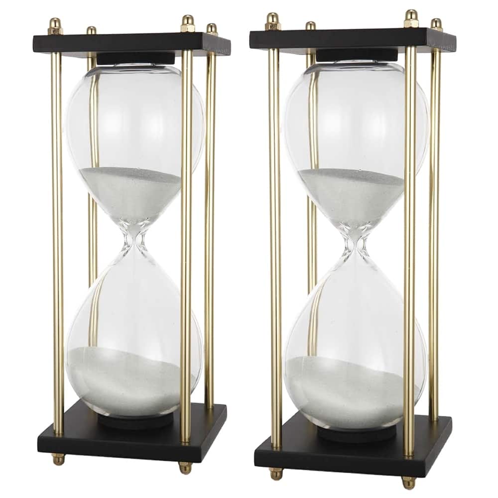Set of 2, 4x4x9" Hour Glass In Stand (Approx.30Minutes), White