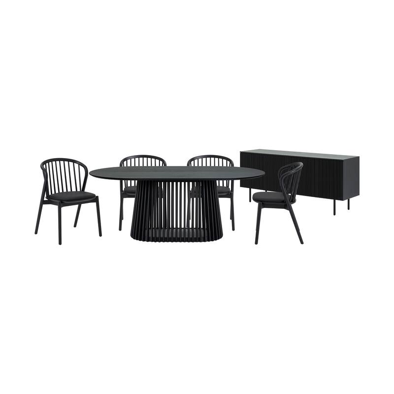 Pasadena Echo 6 Piece Oval Dining Set with Buffet