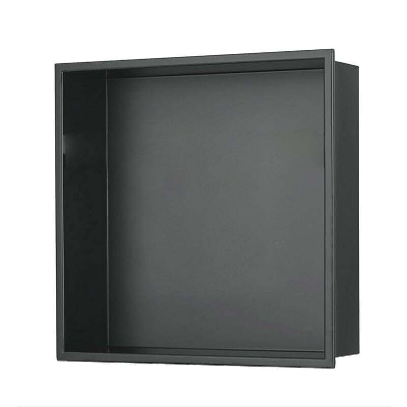 12-in x 12-in Ultra-thin Frame Recessed Stainless Steel Shower Niche Gun Metal Black