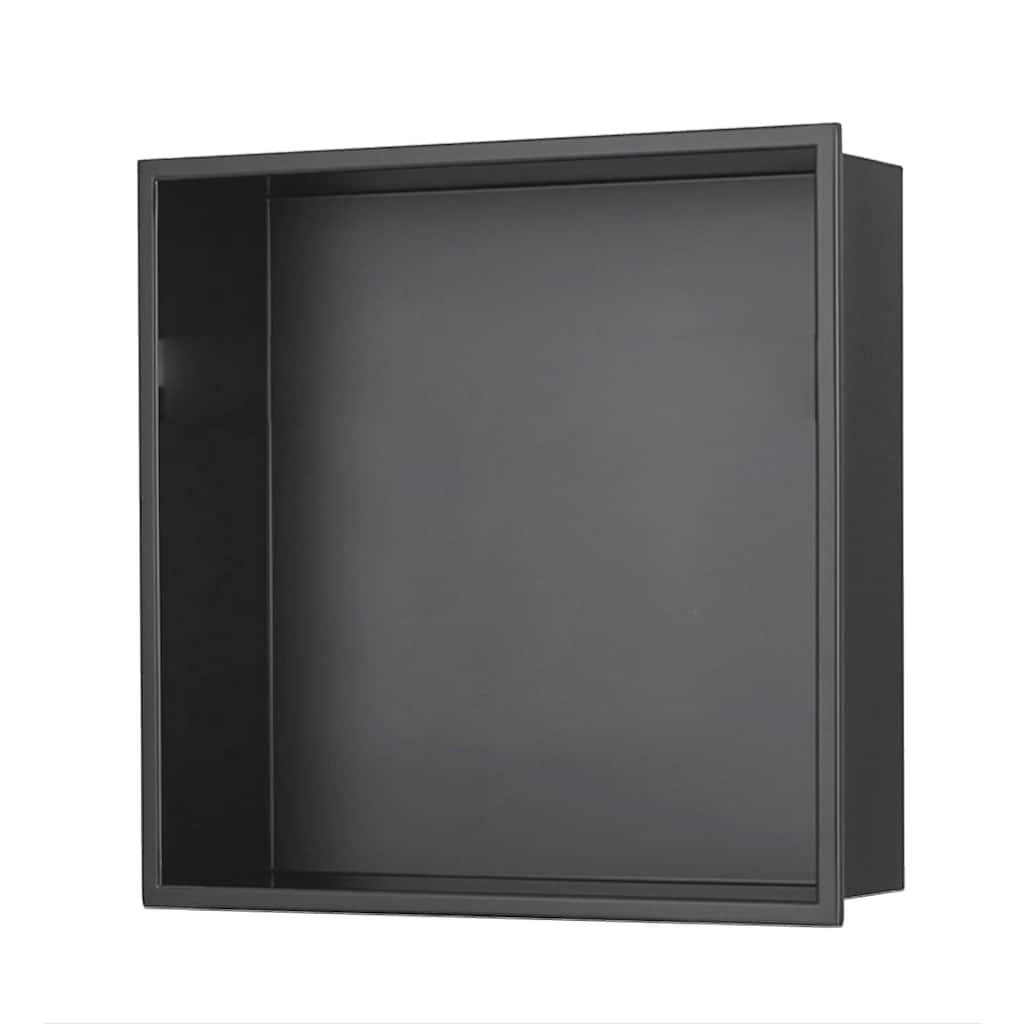 12-in x 12-in Ultra-thin Frame Recessed Stainless Steel Shower Niche Gun Metal Black