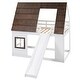 preview thumbnail 13 of 12, House-shaped Design Twin Size Wood Bunk Bed with Roof, Ladder and Slide, Sturdy Construction and Safety Guaranteed, White+Brown