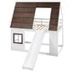 preview thumbnail 13 of 12, Twin Size Wood House Bunk Bed with Roof, Ladder and Slide, White+Brown