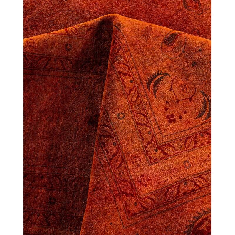 Overdyed, One-of-a-Kind Hand-Knotted Area Rug - Orange - 12' 4" x 16' 10"