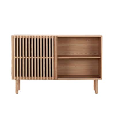 Modern Storage Cabinet with Three Shelves and Sliding Door for Living Room