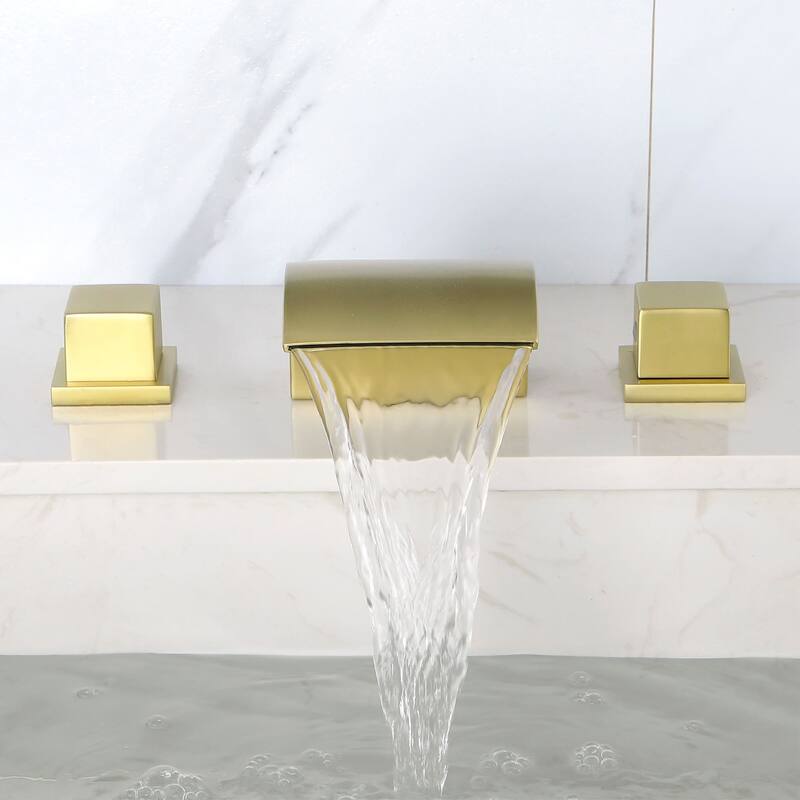 Widespread Bathroom Sink Faucet With Valve 8 Inch Waterfall Bathroom Faucets 3 Holes Modern Double Handle Basin Vanity Mixer Tap