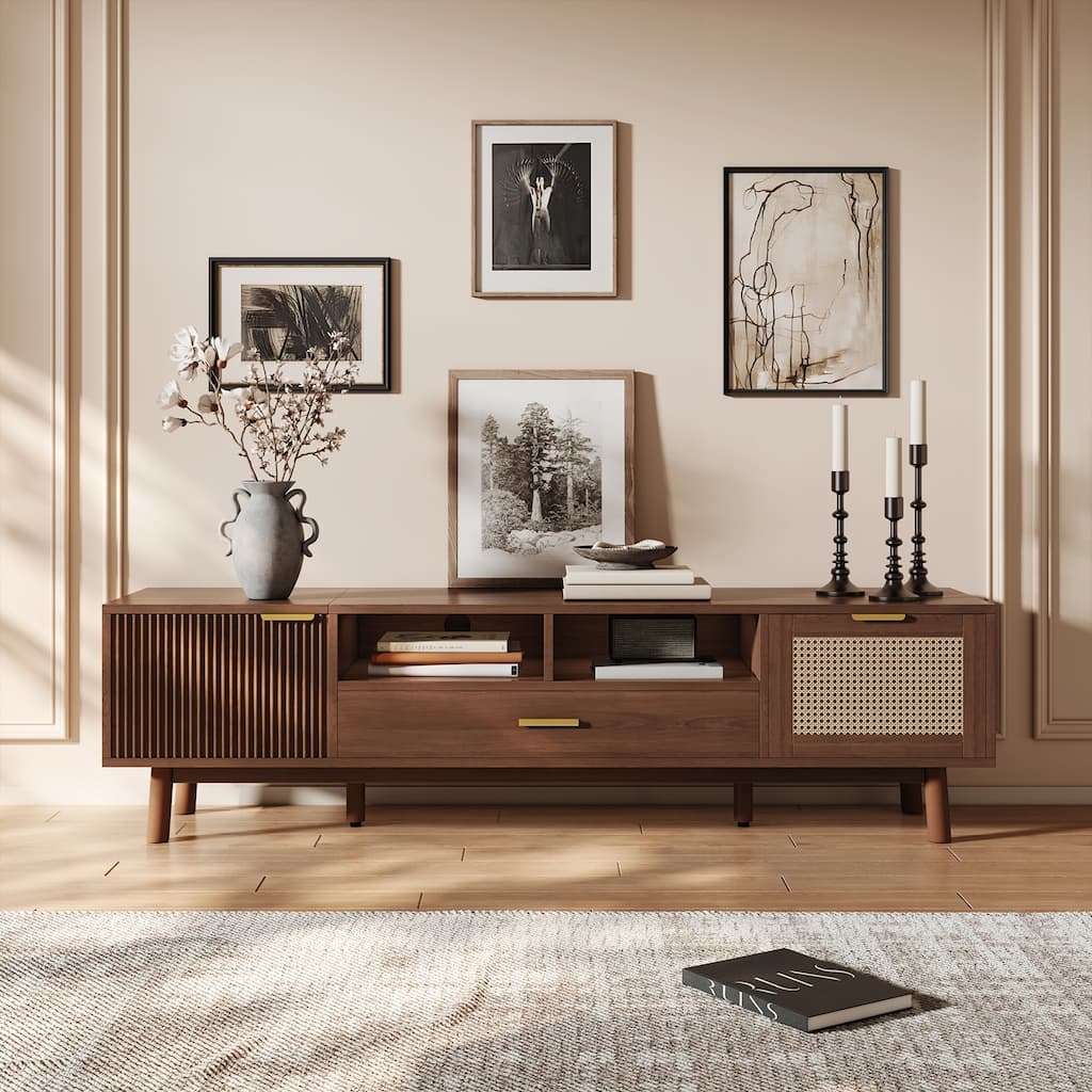 Fashionable Wooden TV Stand with Multiple Storage Options for Living Room