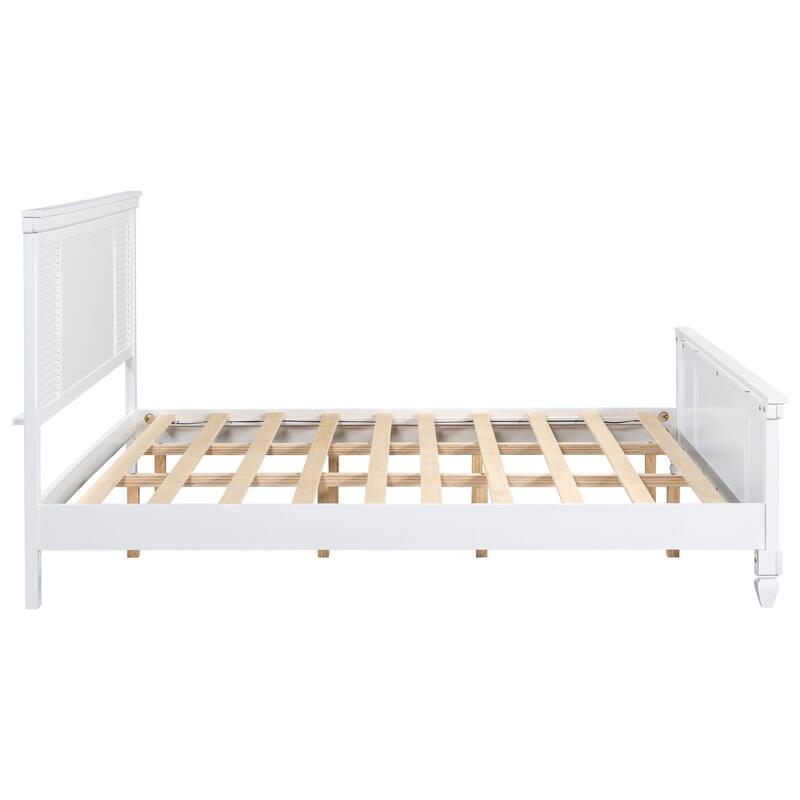 Christopher Knight Home - Elsa Elegant White Solid Wood Platform Bed with Farmhouse Style