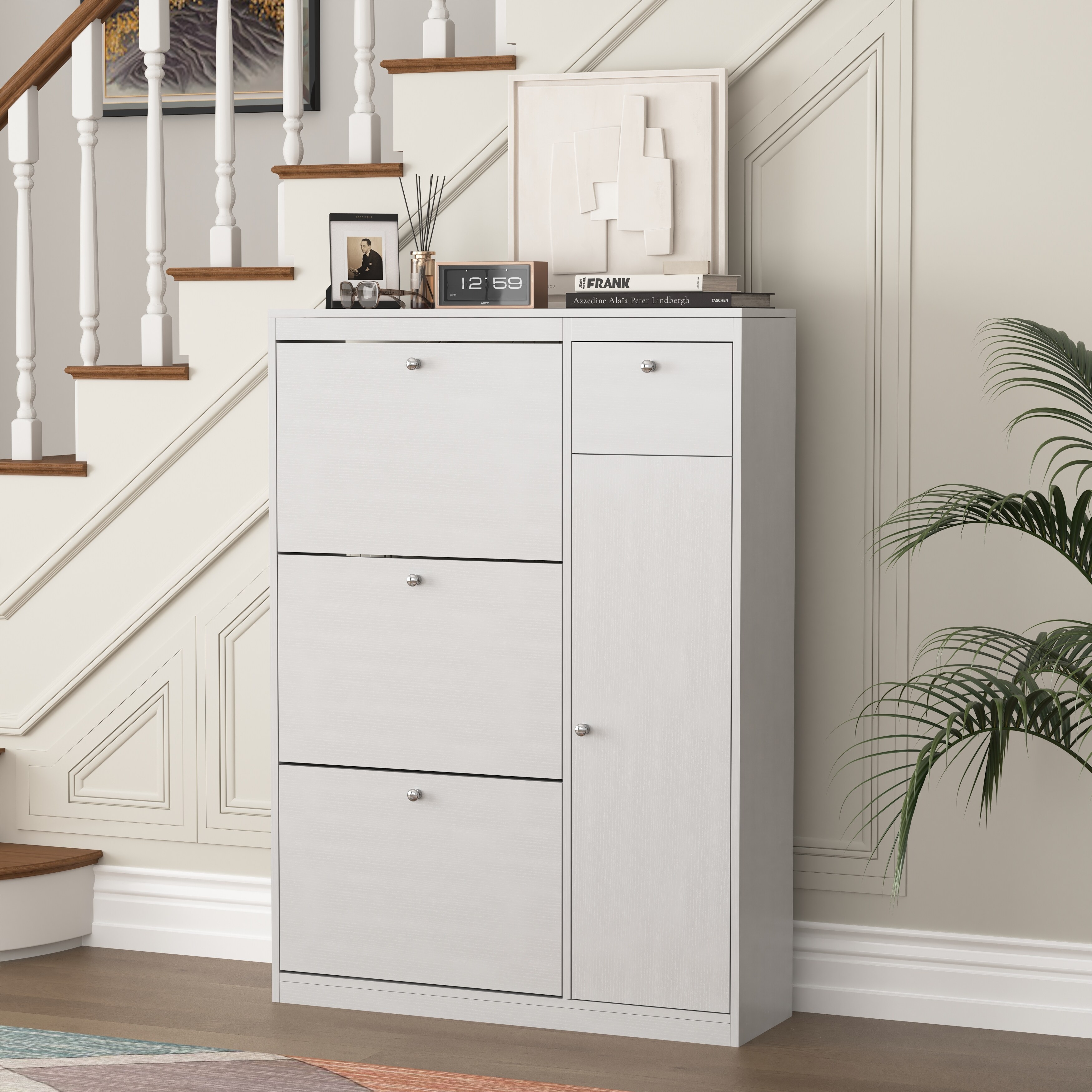 3 Drawer Flip Shoe Storage Cabinet Narrow Entryway Slim Shoe Cabinet With 3  Flip Drawers - 22.4