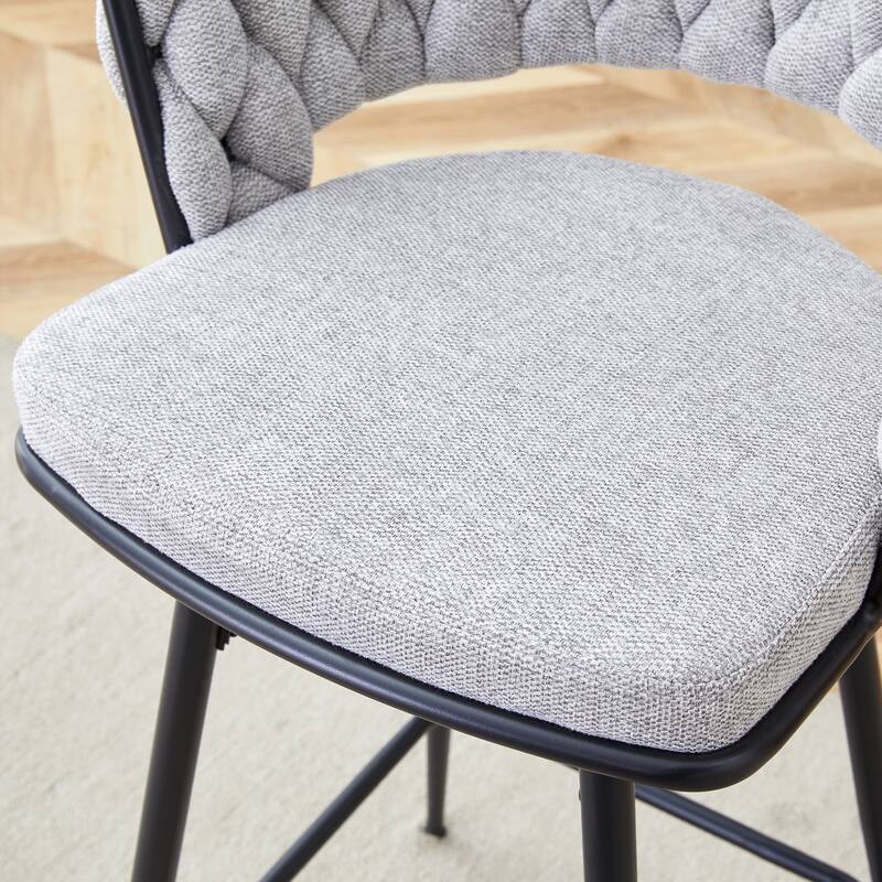 A Set of 4 Rotating Bar Stools, Equipped with Breathable Linen Cushions - Suitable for The Height of The Kitchen Island