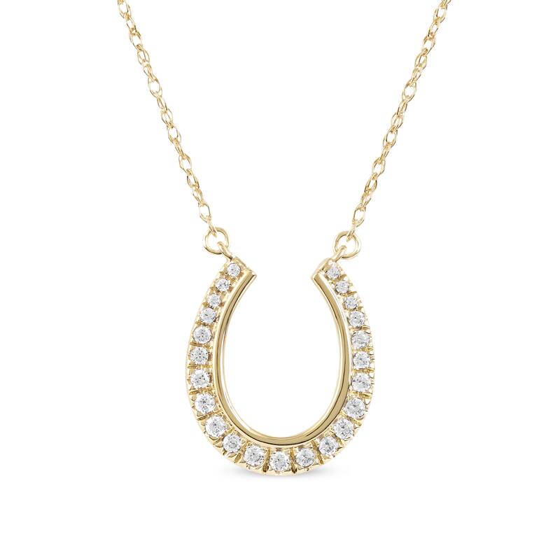 10K Gold 1/6ct TDW Diamond Horseshoe Pendant Necklace for Women