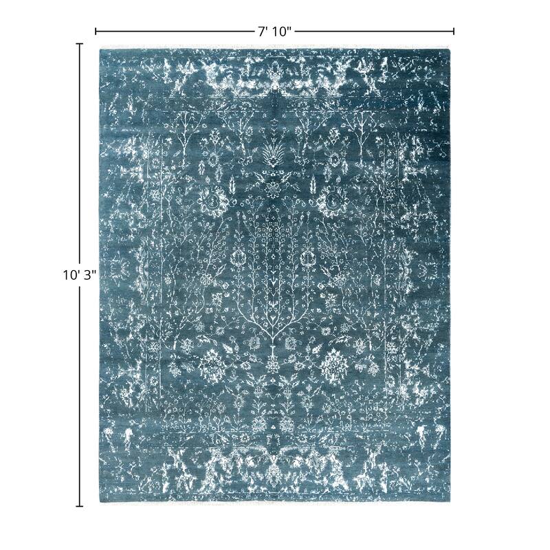 Ikat One-of-a-Kind Hand-Knotted Area Rug, Green - 7' 10" x 10' 3"