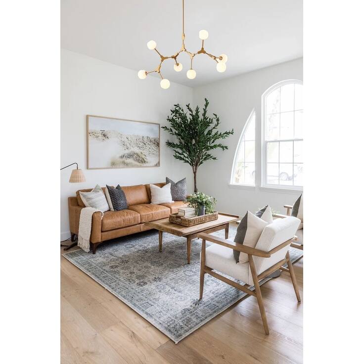 8-Light Gold Chandelier With Milk White Glass Shades