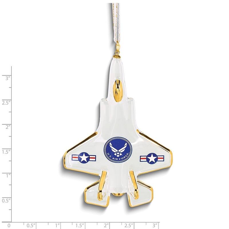 Curata Us Air Force Logo F-35 Jet Glass Ornament