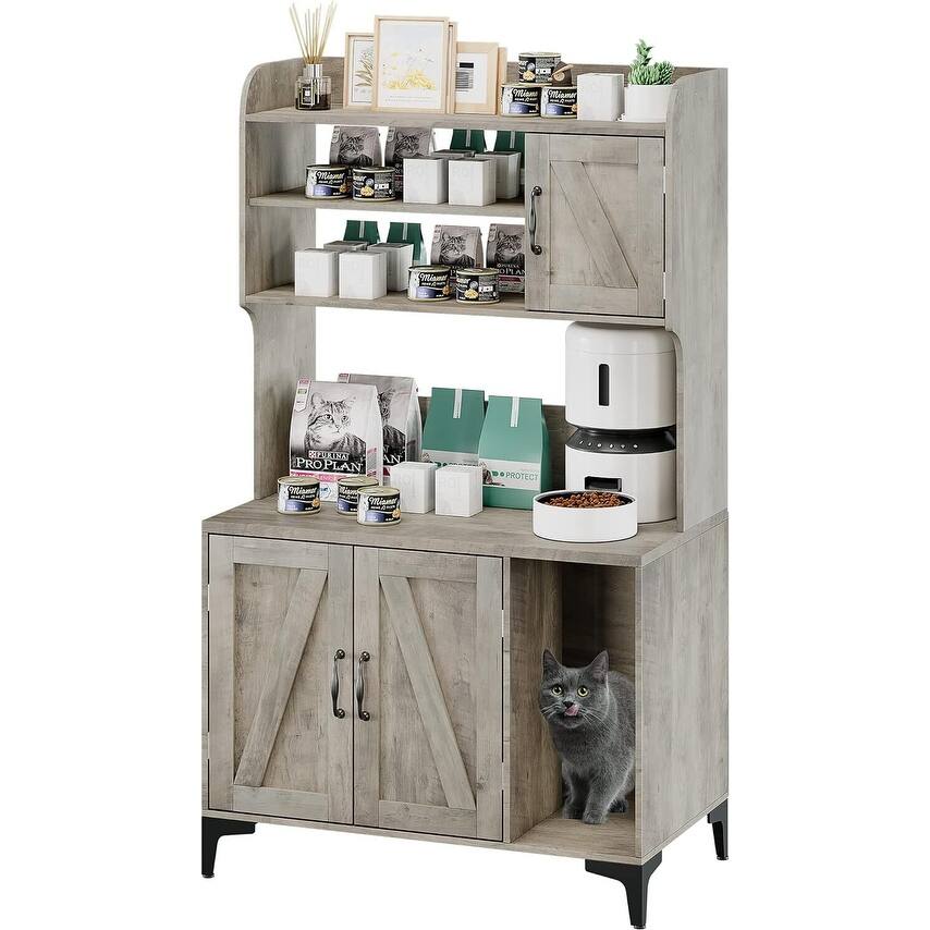 Cat Litter Box Furniture - Enclosed Litter Box with Ample Storage