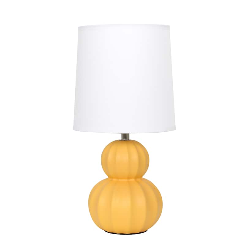 Double Gourd Ceramic Table Lamp with Fabric Shade - 6 x 6 x 13 in. (L x W x H) - Yellow