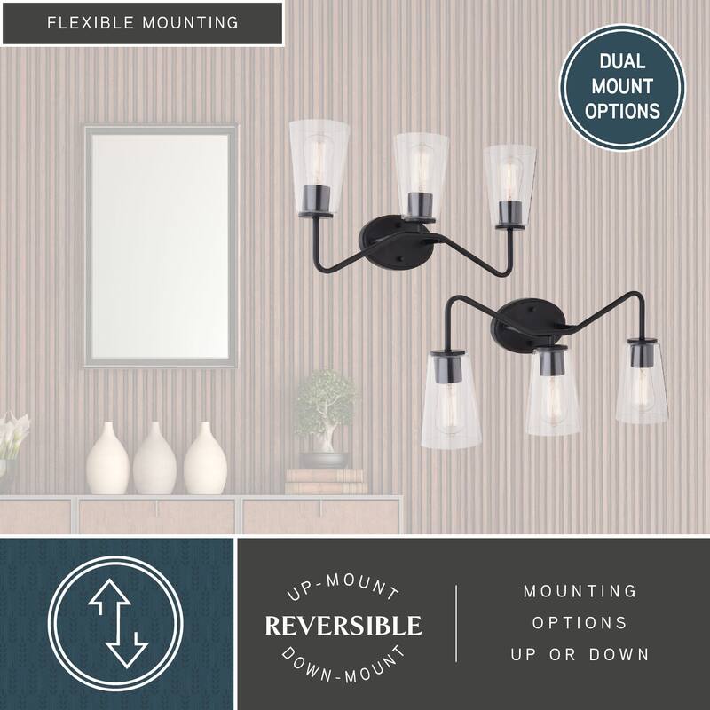 Beverly Bathroom Vanity Light Fixture Clear Glass Shade, LED Compatible