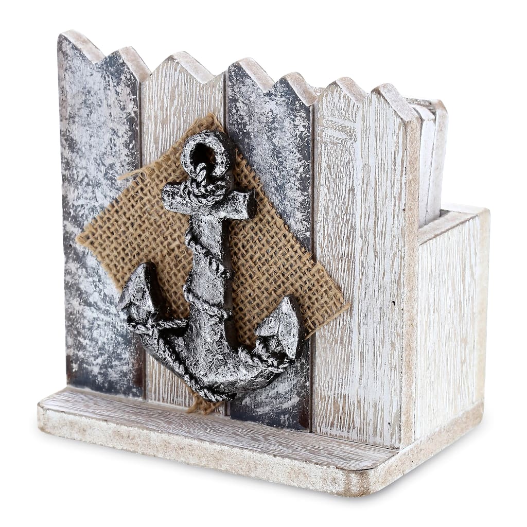 CoTa Global Silver Sea Beach Decor Anchor Coasters, 4 Pcs Set - 4.8″Lx4.78″Wx3.2″H