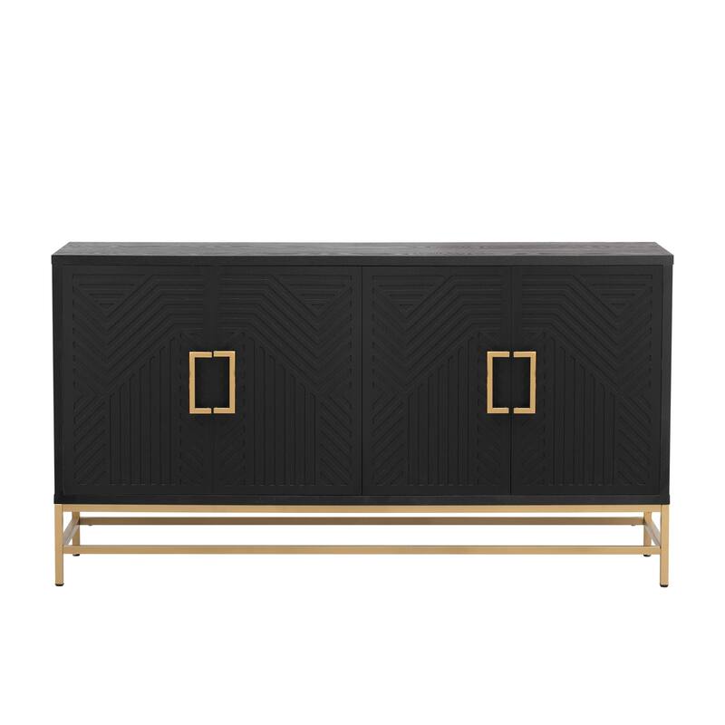 Retro Style Sideboard with Adjustable Shelves, Rectangular Metal Handles and Legs for Kitchen, Living room, and Dining Room