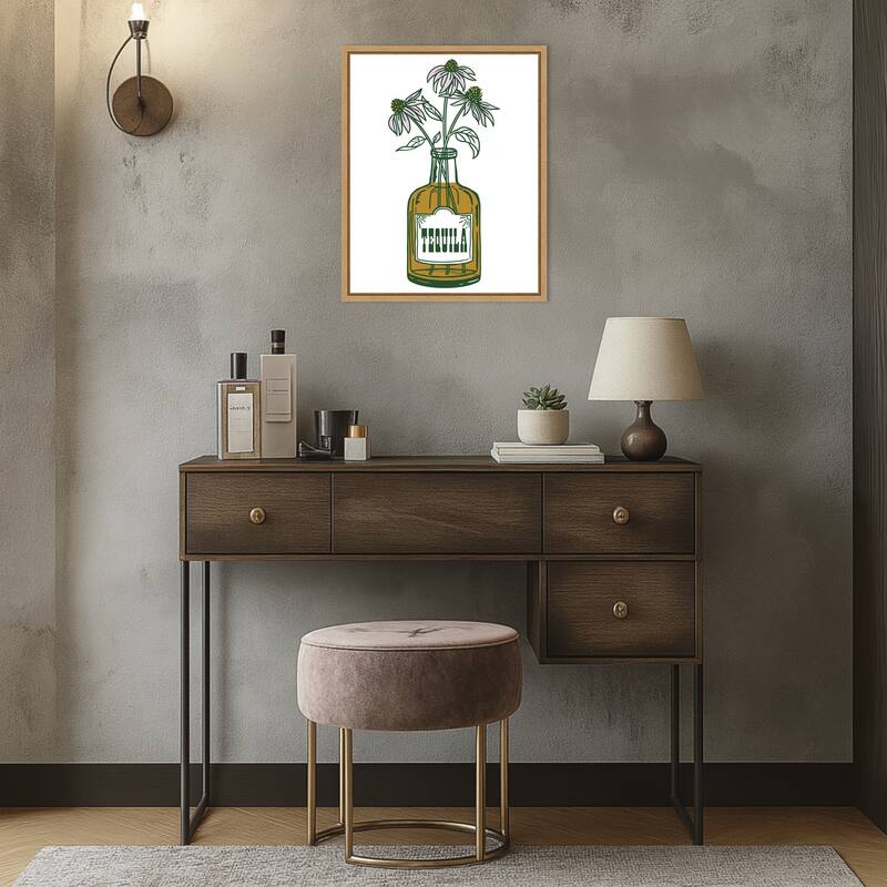 Tequila Potted Florals by The Whiskey Ginger Framed Canvas Wall Art Print