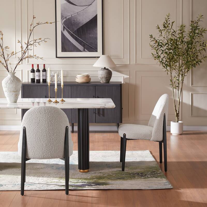 Morden Fort Upholstered Side Chair in White and Black (Set of 4)