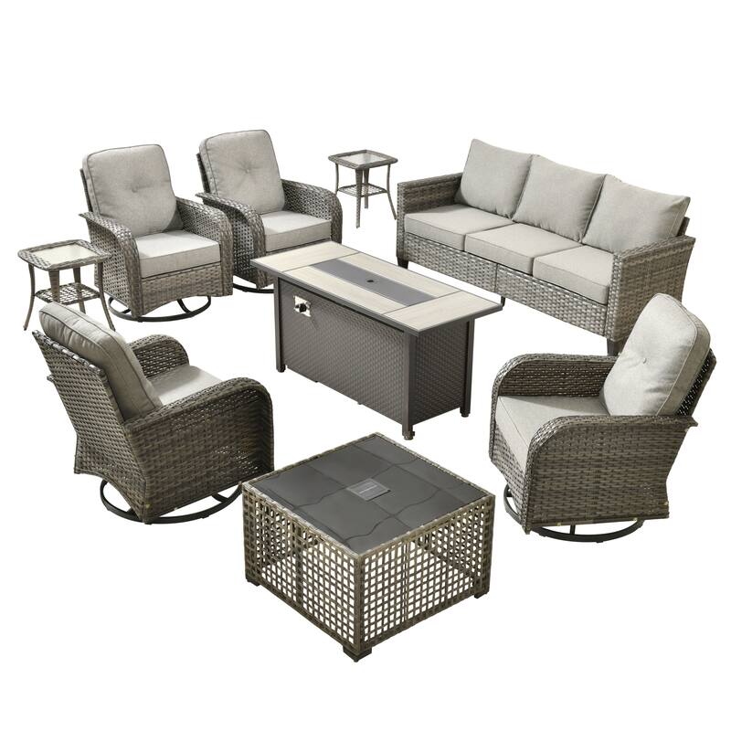 XIZZI Outdoor Patio Furniture Grey Wicker Conversation Seating Set