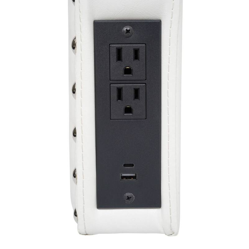 Contoured Headboard with 2 Power Outlets, 1 USB and 1 USB-C Port