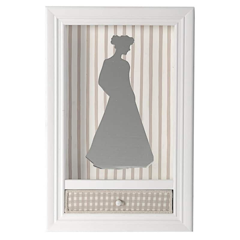 HomeRoots 12" White Wood And Glass Woman Silhouette Shadowbox Wall Decor
