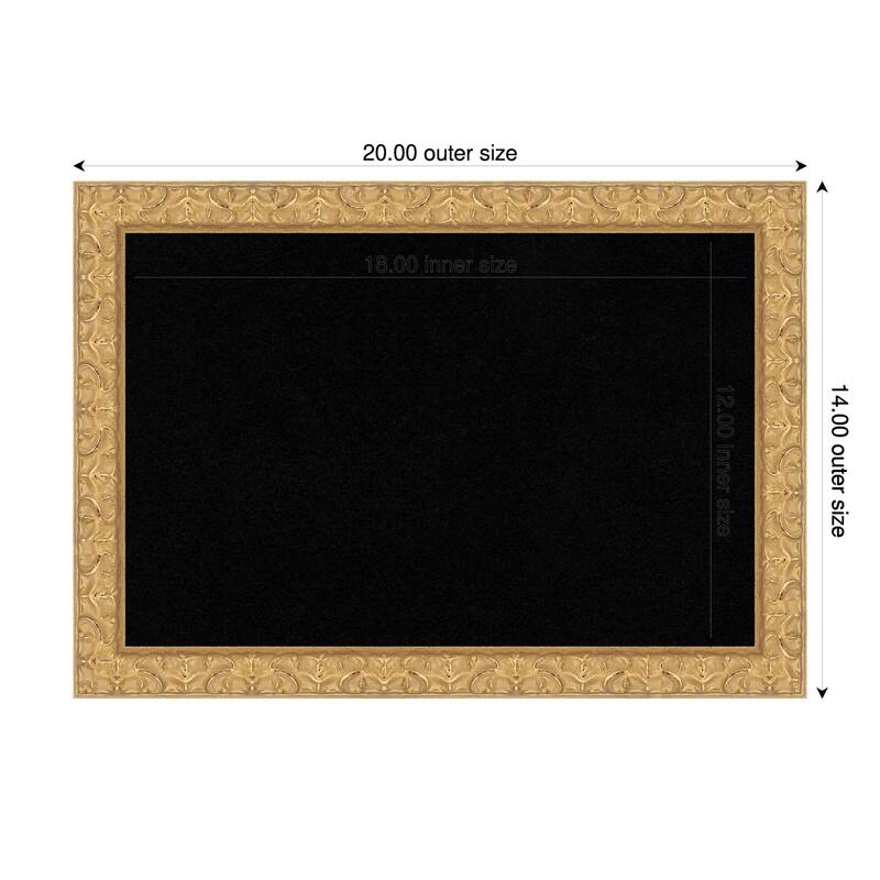 Lila Gold Wood Framed Cork Board - Bulletin Board, Organization Board, Pin Board - Black - 20 x 14 in