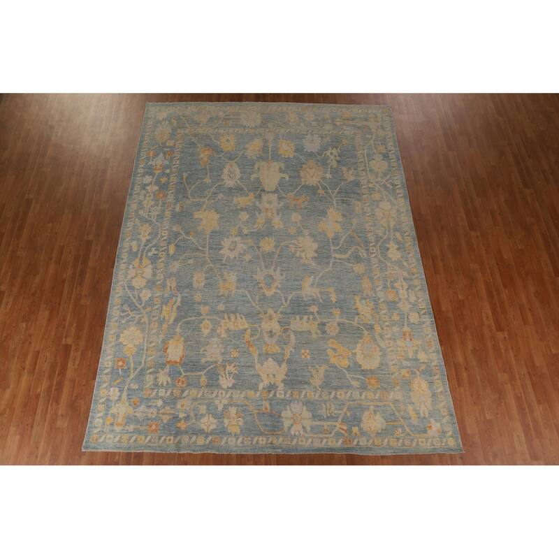 Floral / Medallion Oushak Turkish Rug Handmade Wool Carpet - 8'10"x 12'0"