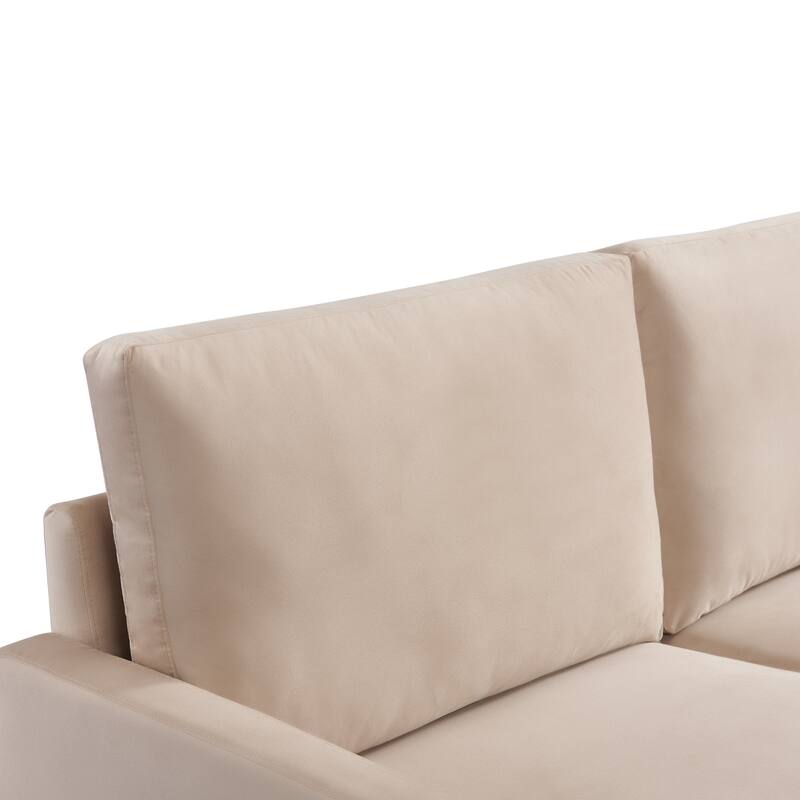 57 Inch Wide Upholstered Loveseat with Square Arms - N/A