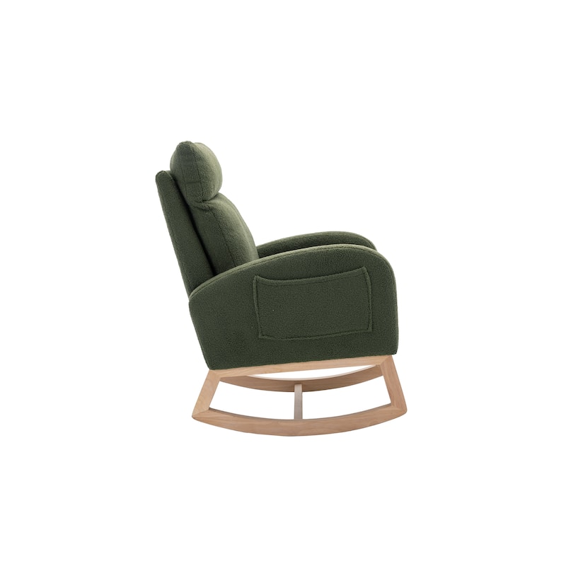 Teddy Fabric Rocking Chair with Right Pocket