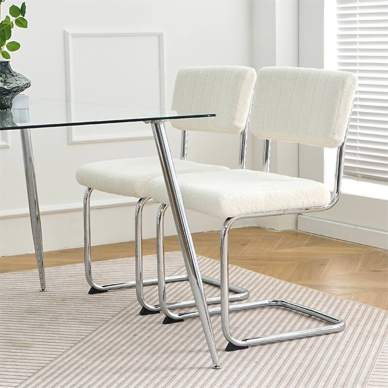 Modern Simple Light Luxury Dining Chair with Metal Leg(set of 2)