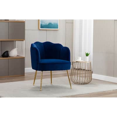 Porthos Home Talia Scalloped Accent Chair, Velvet, Gold Metal Legs