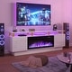 preview thumbnail 3 of 54, BOSSIN 70" Modern Electric Fireplace TV Stand, with Electronic Flame and LED Lights, High Gloss Finish Entertainment Center White/Gold