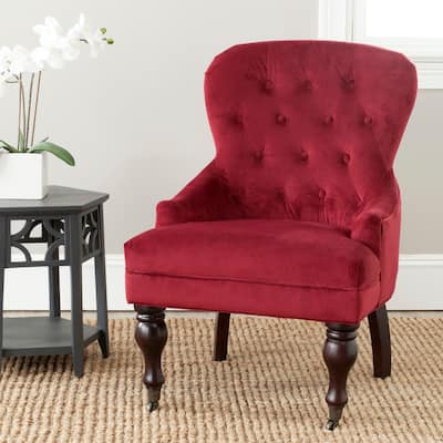 Safavieh Sutton Tufted Red Arm Chair - 23.6" x 28.7" x 34.6"