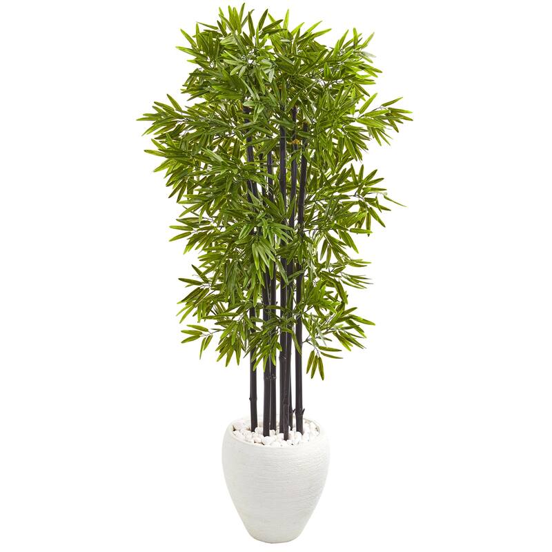 Artificial Bamboo Tree 5ft Indoor Outdoor Decorative Plant with Planter - Green - 61 Inches and Over