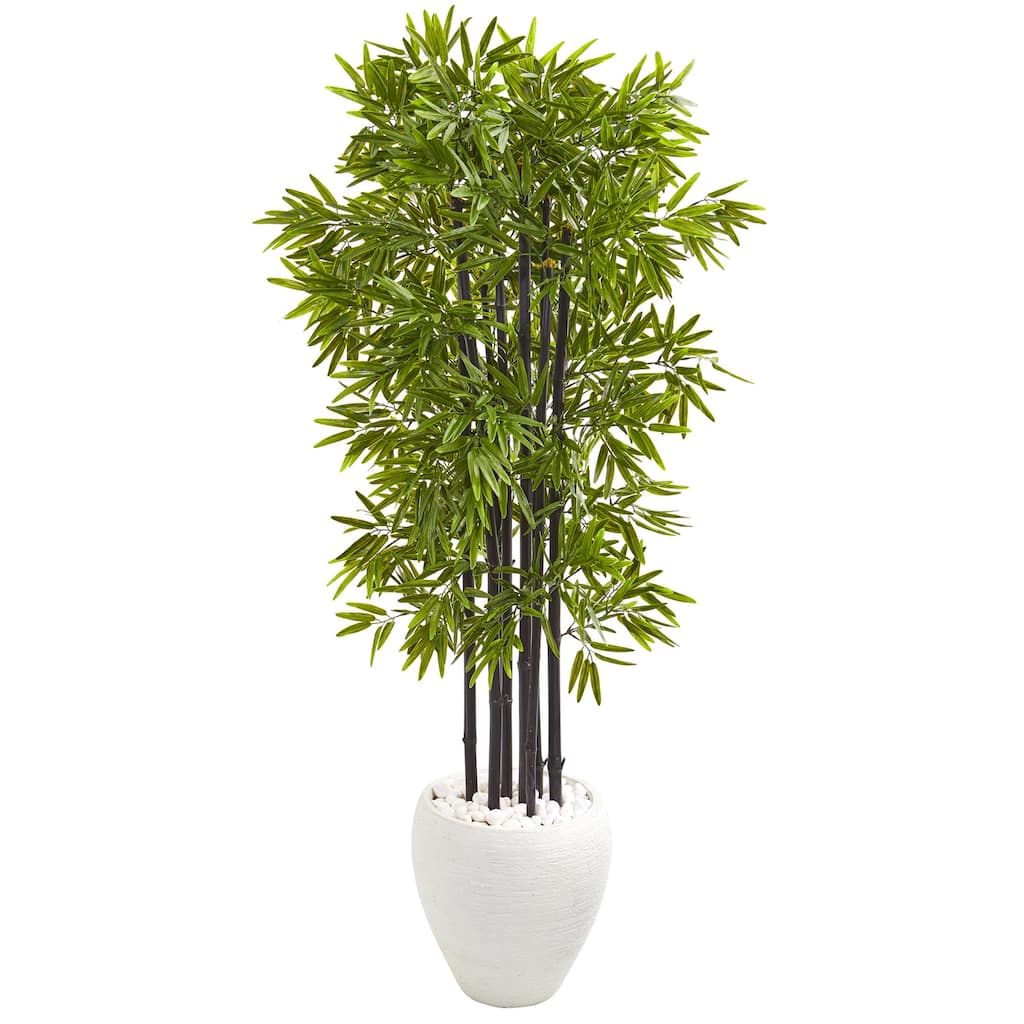 Artificial Bamboo Tree 5ft Indoor Outdoor Decorative Plant with Planter - Green - 61 Inches and Over