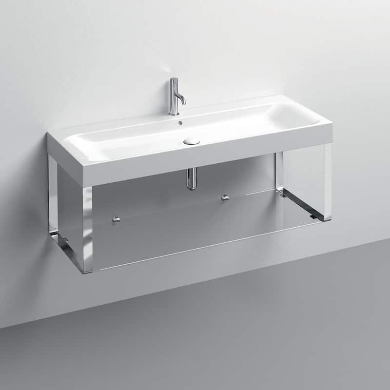 WS Bath Collections 3534+9127K1 Cento 47-3/16" Rectangular Metal and - Glossy White / Polished Chrome